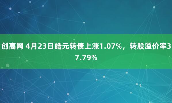 创高网 4月23日皓元转债上涨1.07%，转股溢价率37.79%